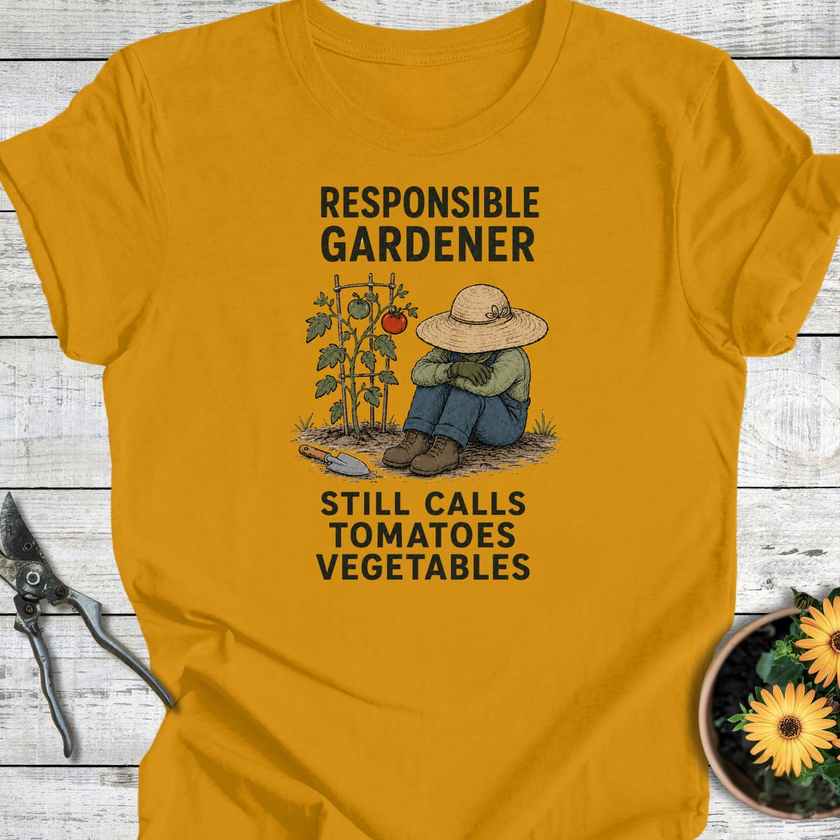Printify T-Shirt Mustard / S Responsible T-Shirt