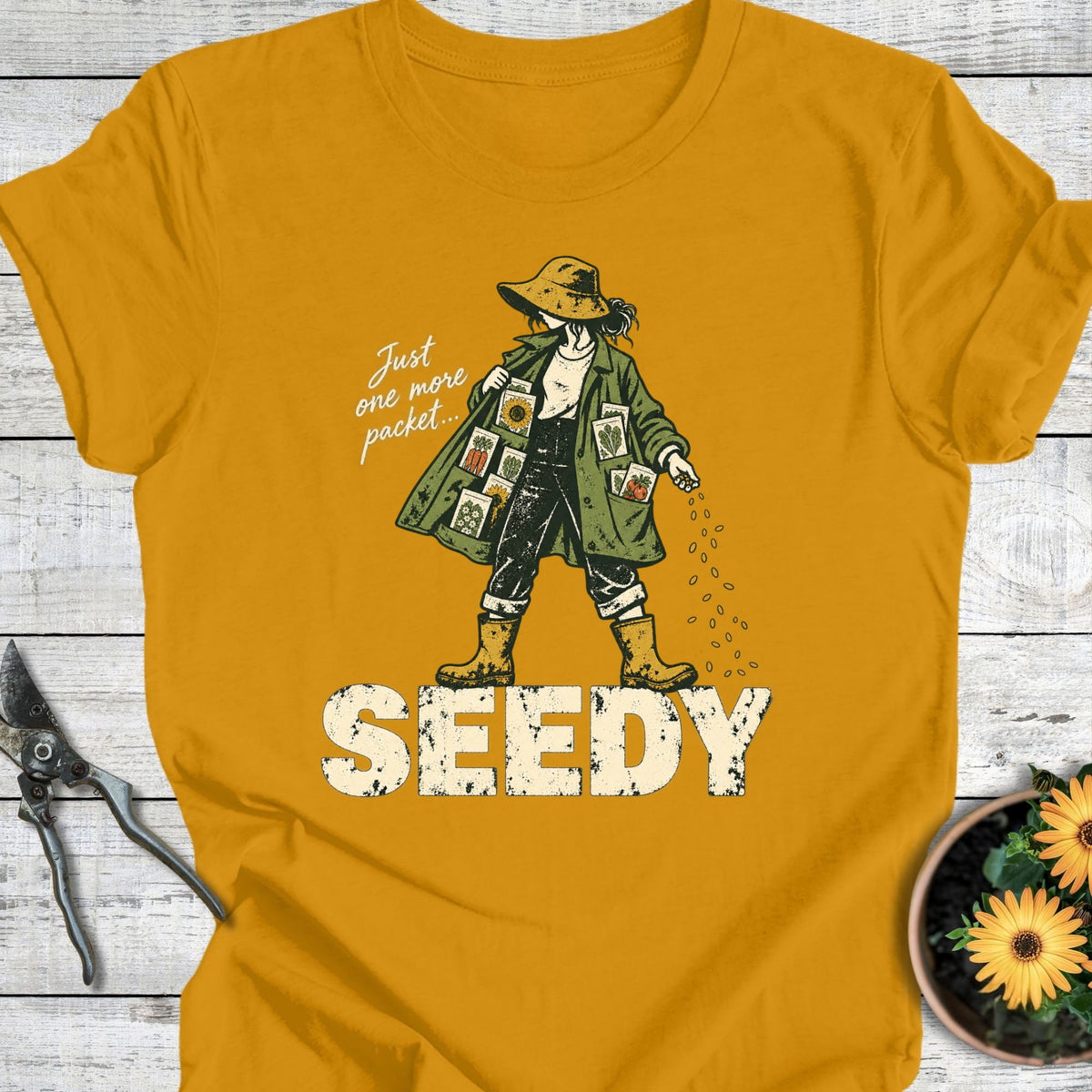 Printify T-Shirt Mustard / S Seedy T-Shirt