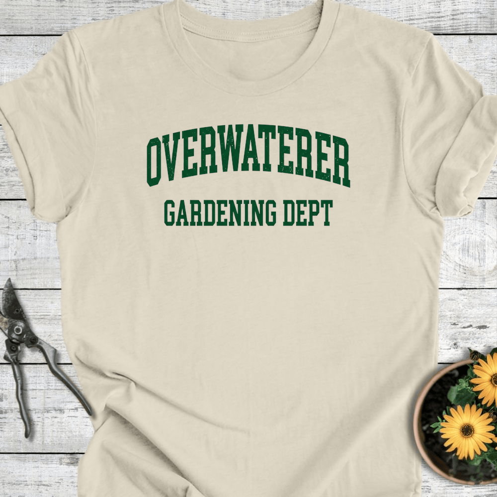 Printify T-Shirt Natural / S Overwaterer Gardening Dept T-Shirt