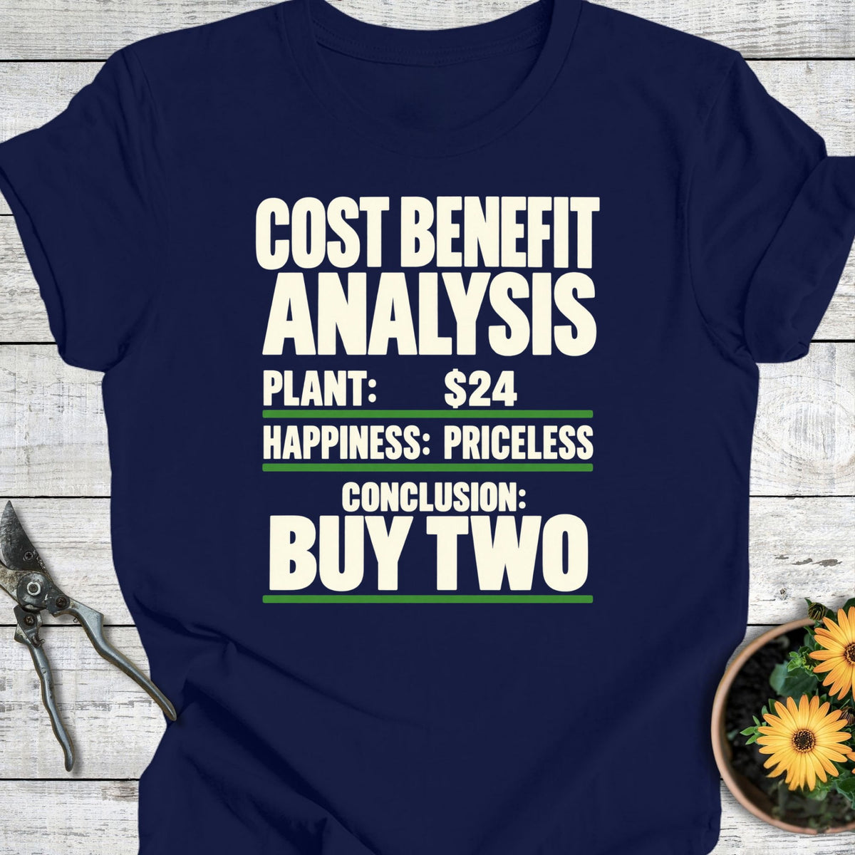 Printify T-Shirt Navy / S Cost Benefit T-Shirt