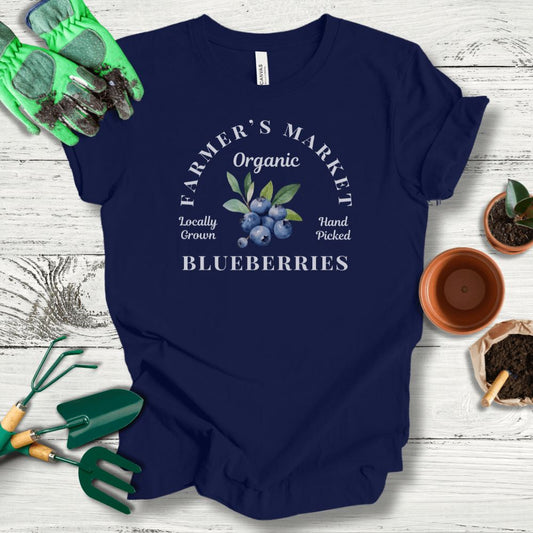 Printify T-Shirt Navy / S Farmer's Market Blueberries