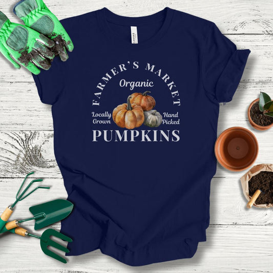 Printify T-Shirt Navy / S Farmer's Market Pumpkins