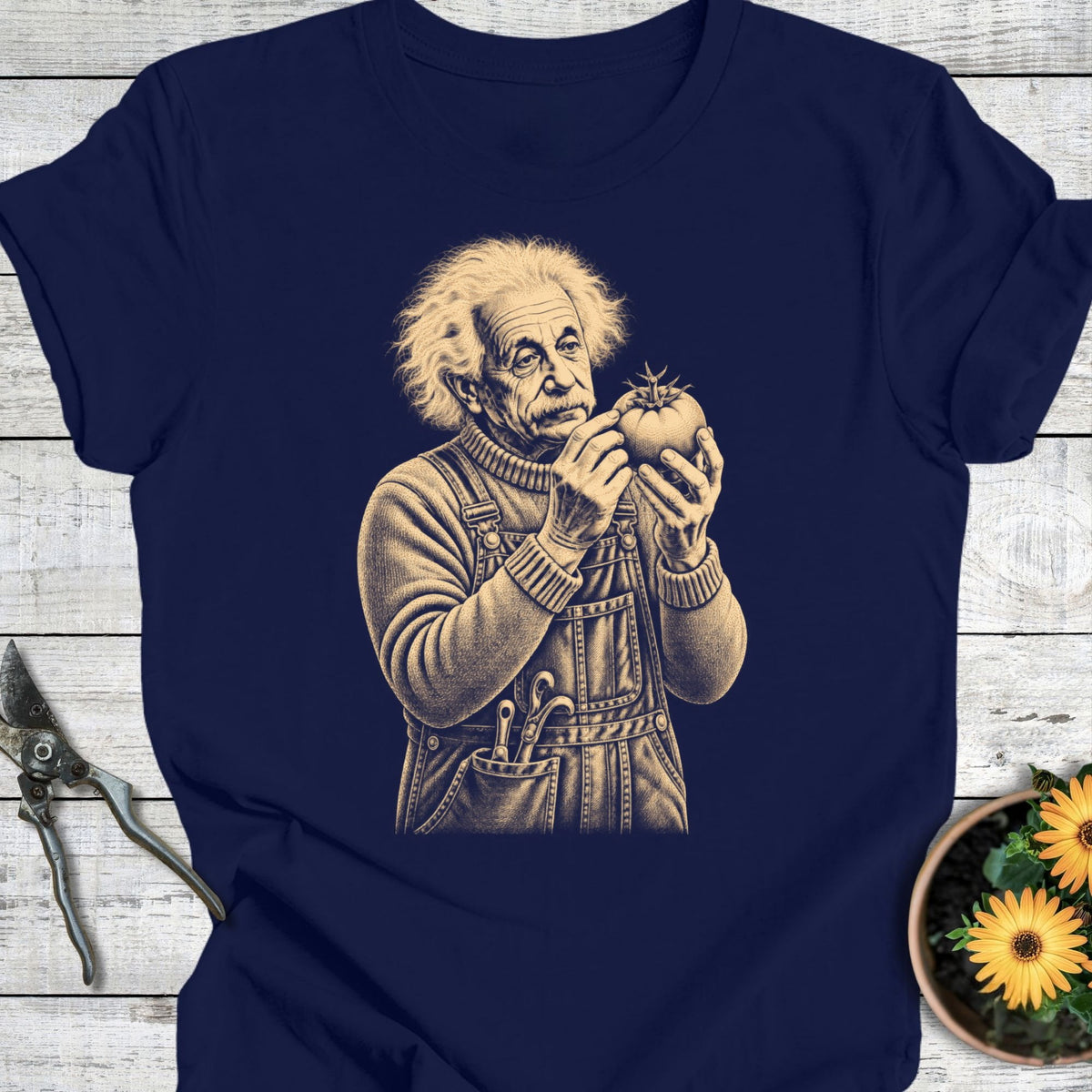 Printify T-Shirt Navy / S Gardener Einstein T-Shirt