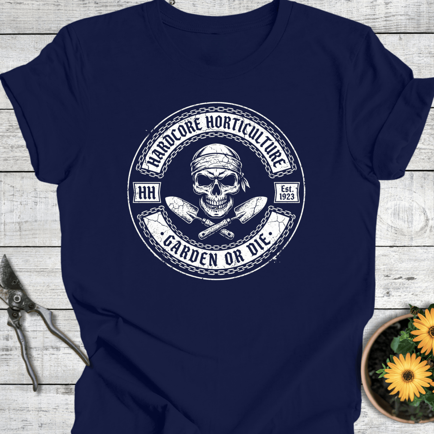Printify T-Shirt Navy / S Hardcore Garden T-Shirt