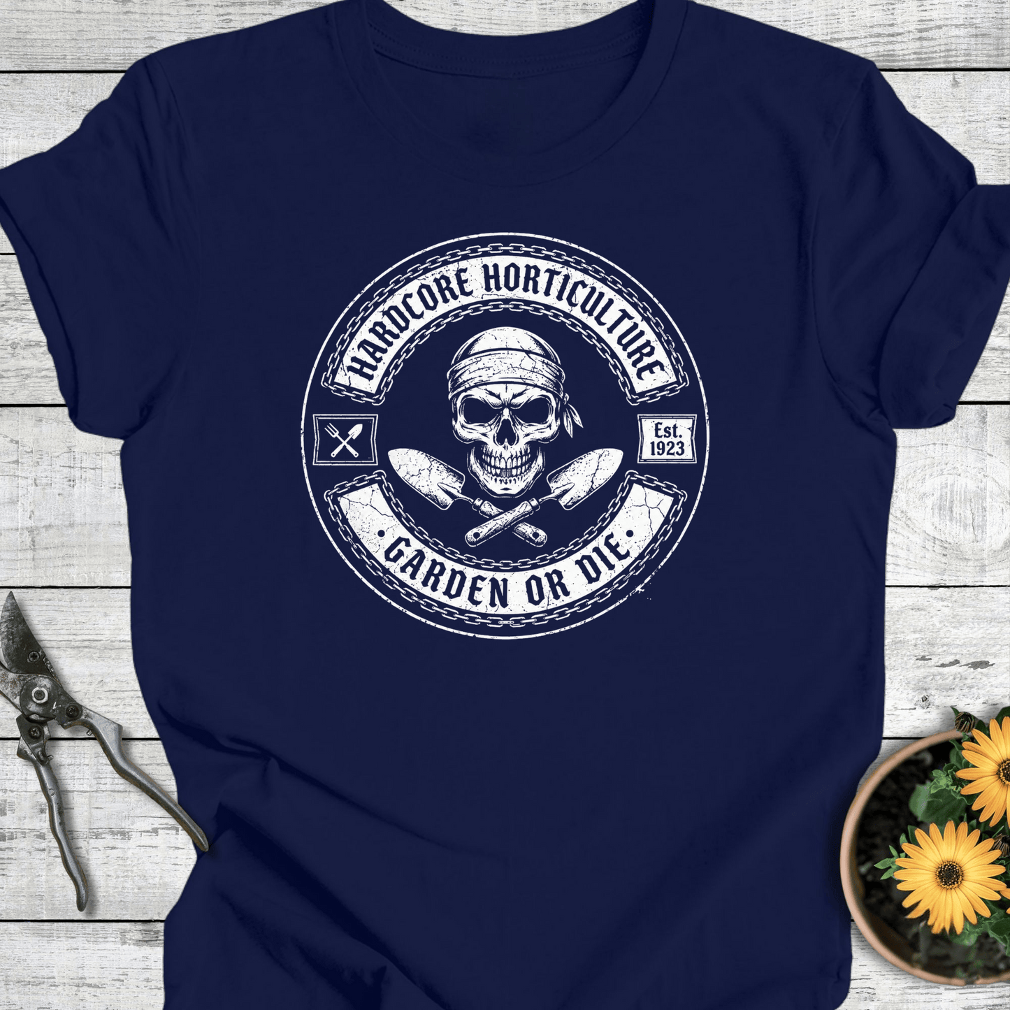 Printify T-Shirt Navy / S Hardcore Garden T-Shirt