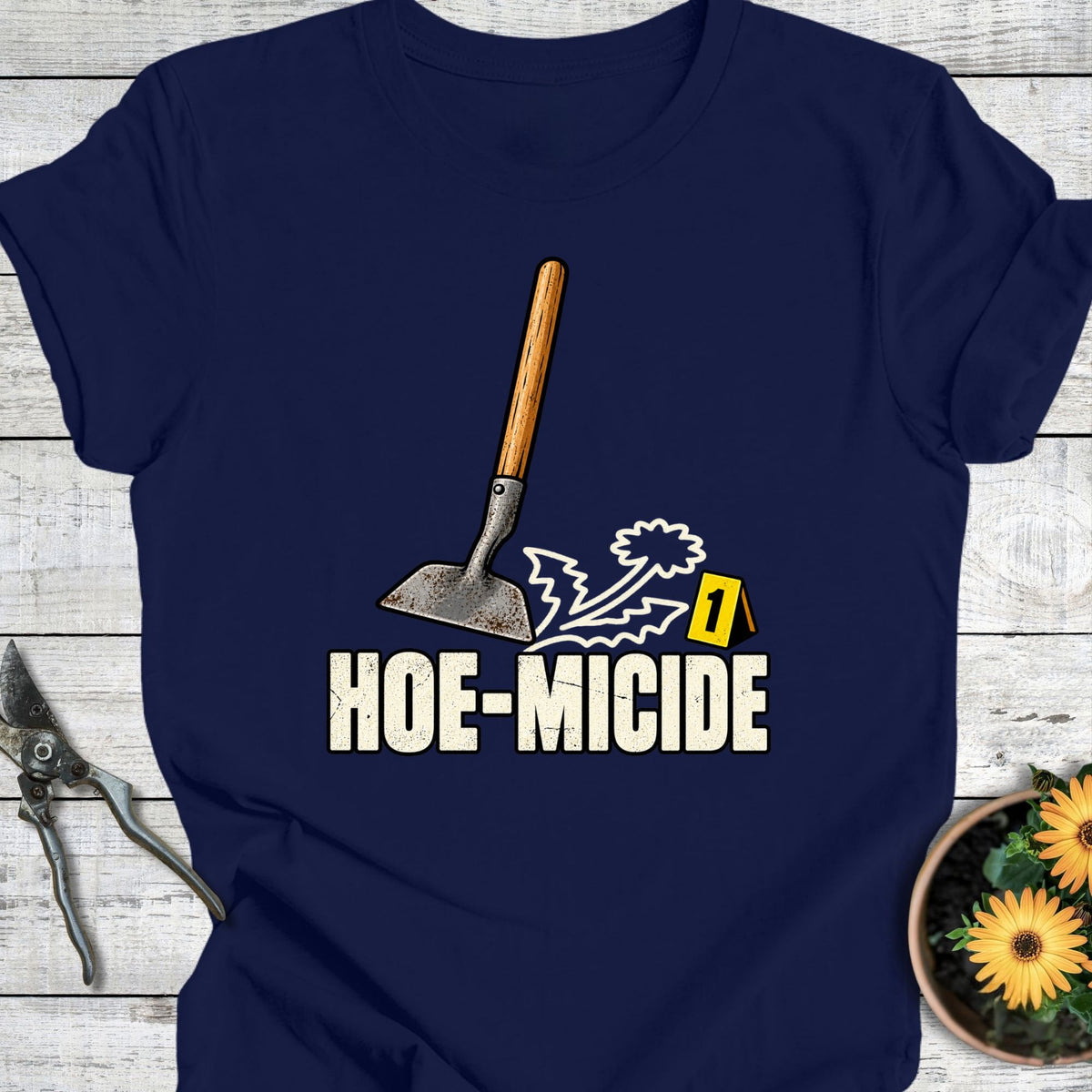 Printify T-Shirt Navy / S Hoe-Micide T-Shirt