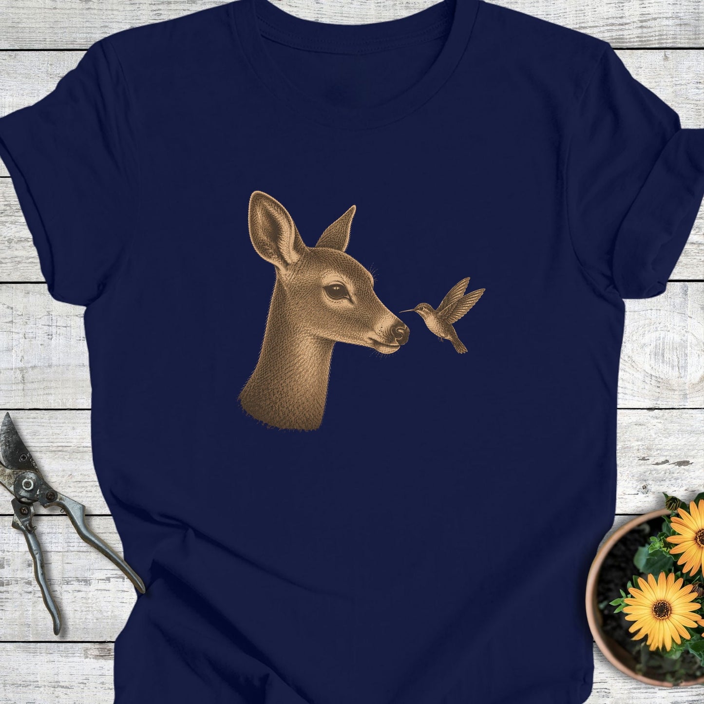 Printify T-Shirt Navy / S Hummingbird Encounter T-Shirt