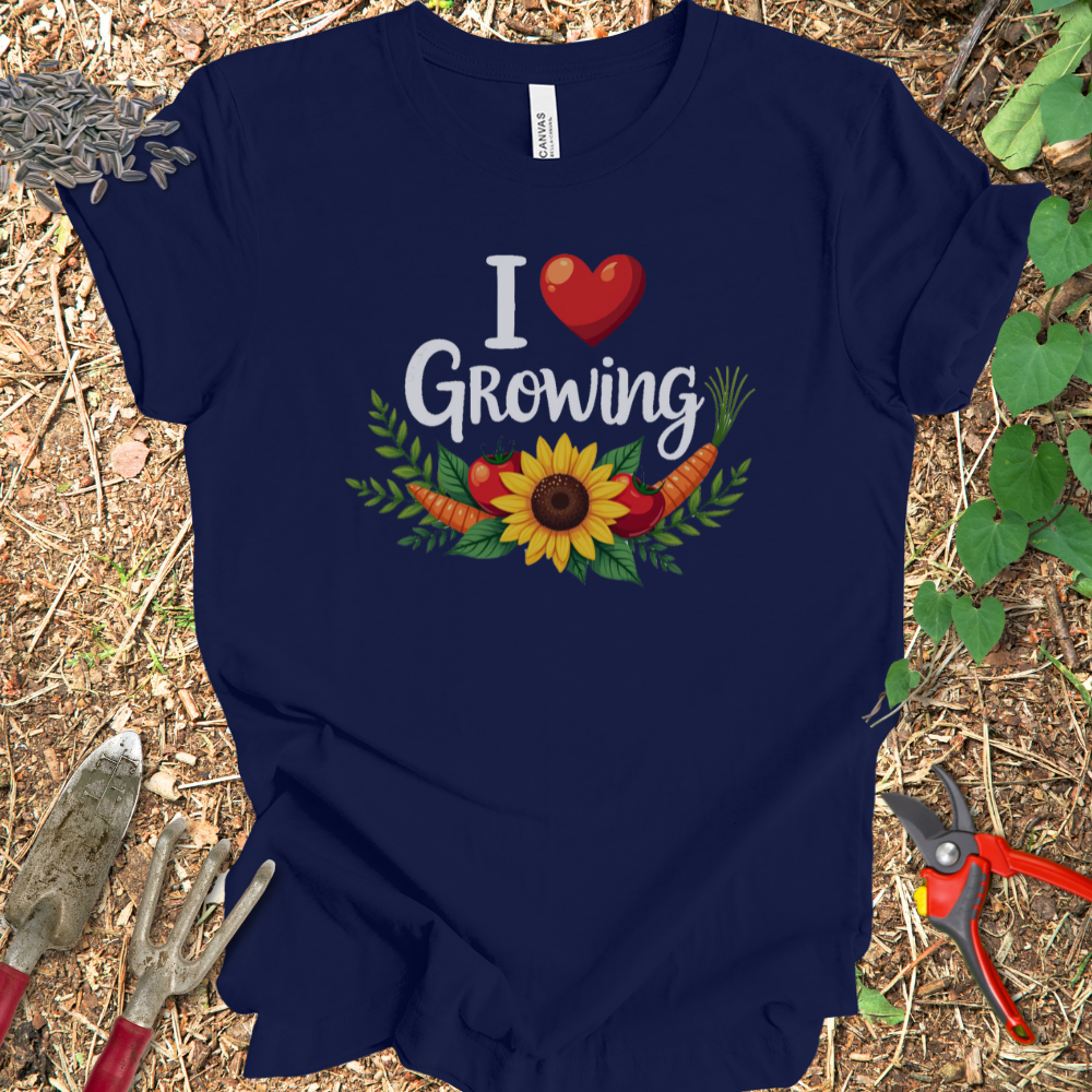 Printify T-Shirt Navy / S I Love Growing