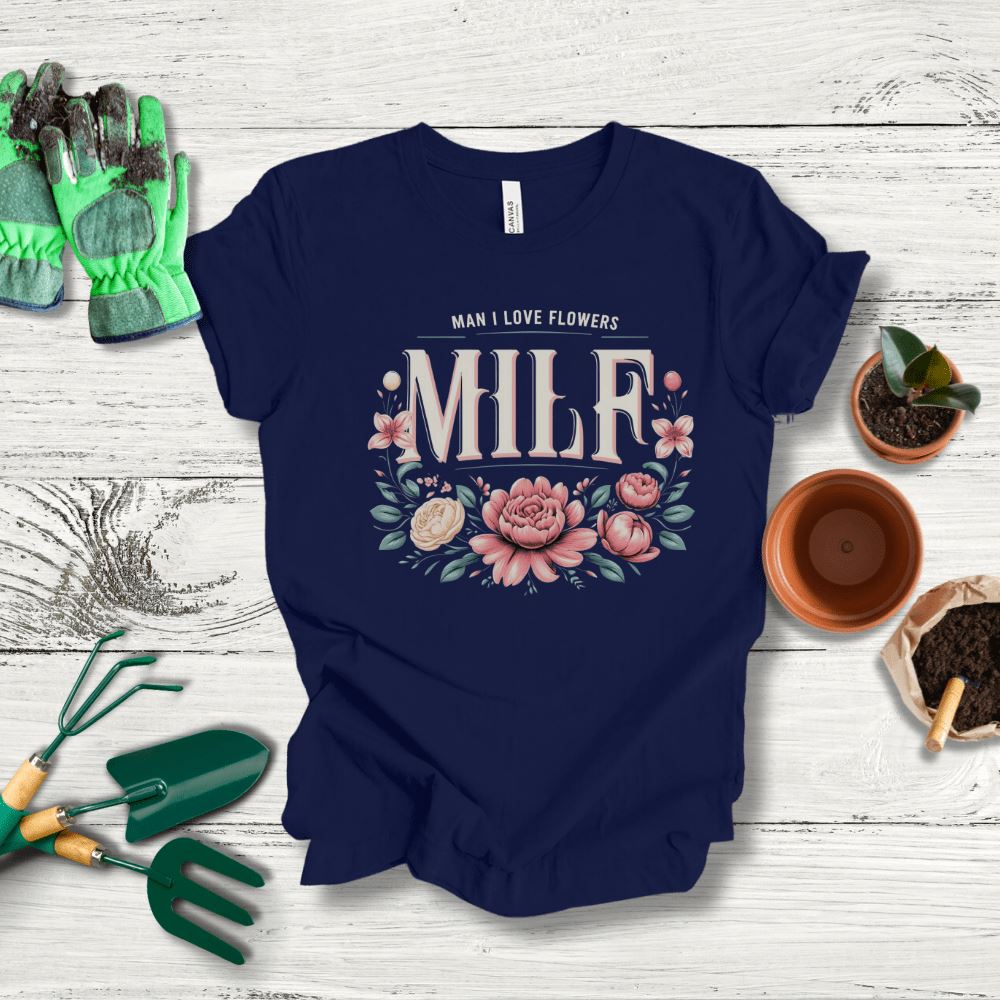 Printify T-Shirt Navy / S Man I Love Flowers T-Shirt