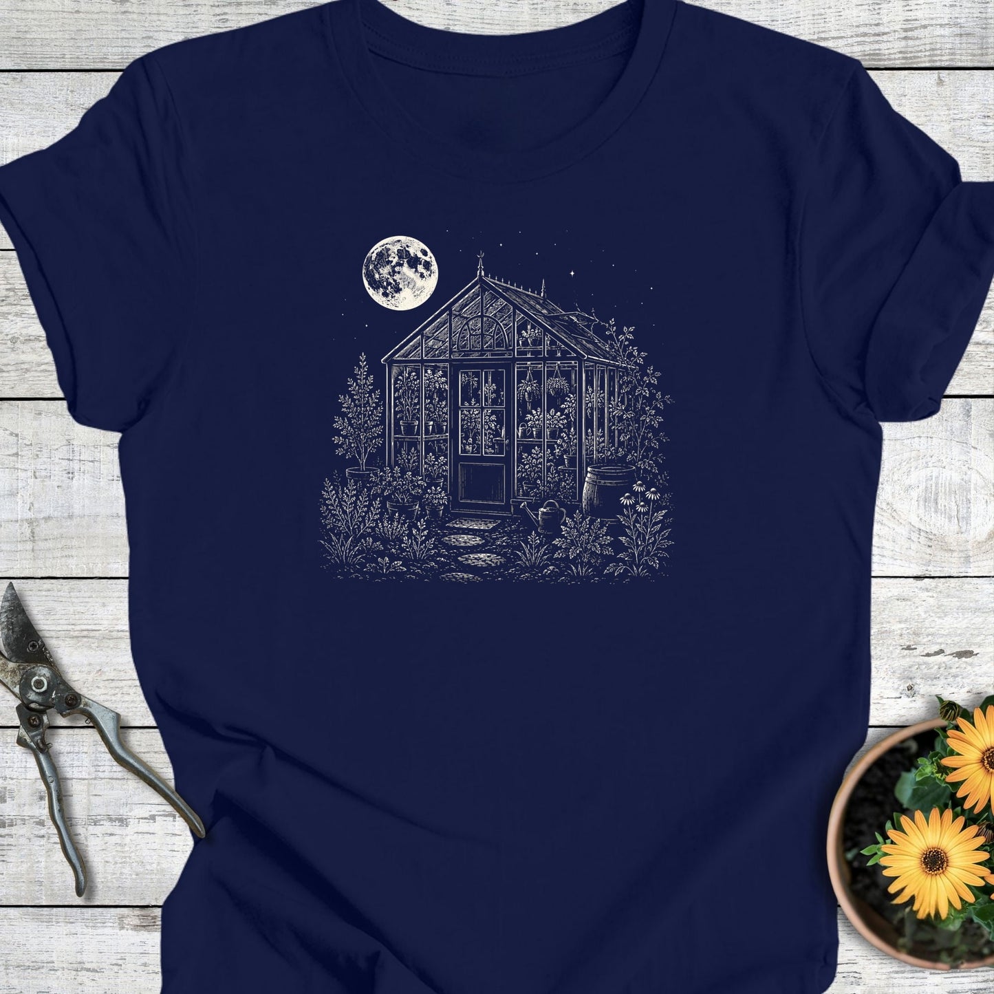 Printify T-Shirt Navy / S Moonlit Greenhouse T-Shirt