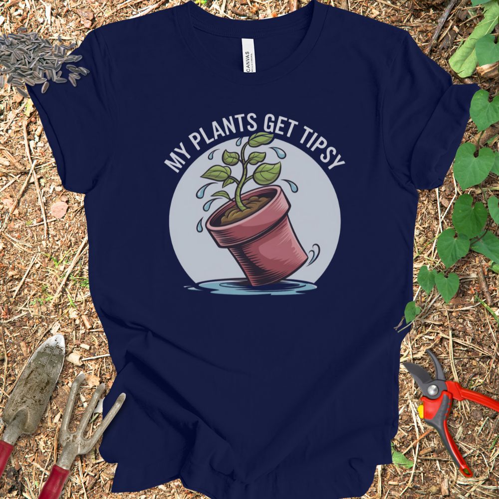 Printify T-Shirt Navy / S My Plants Get Tipsy