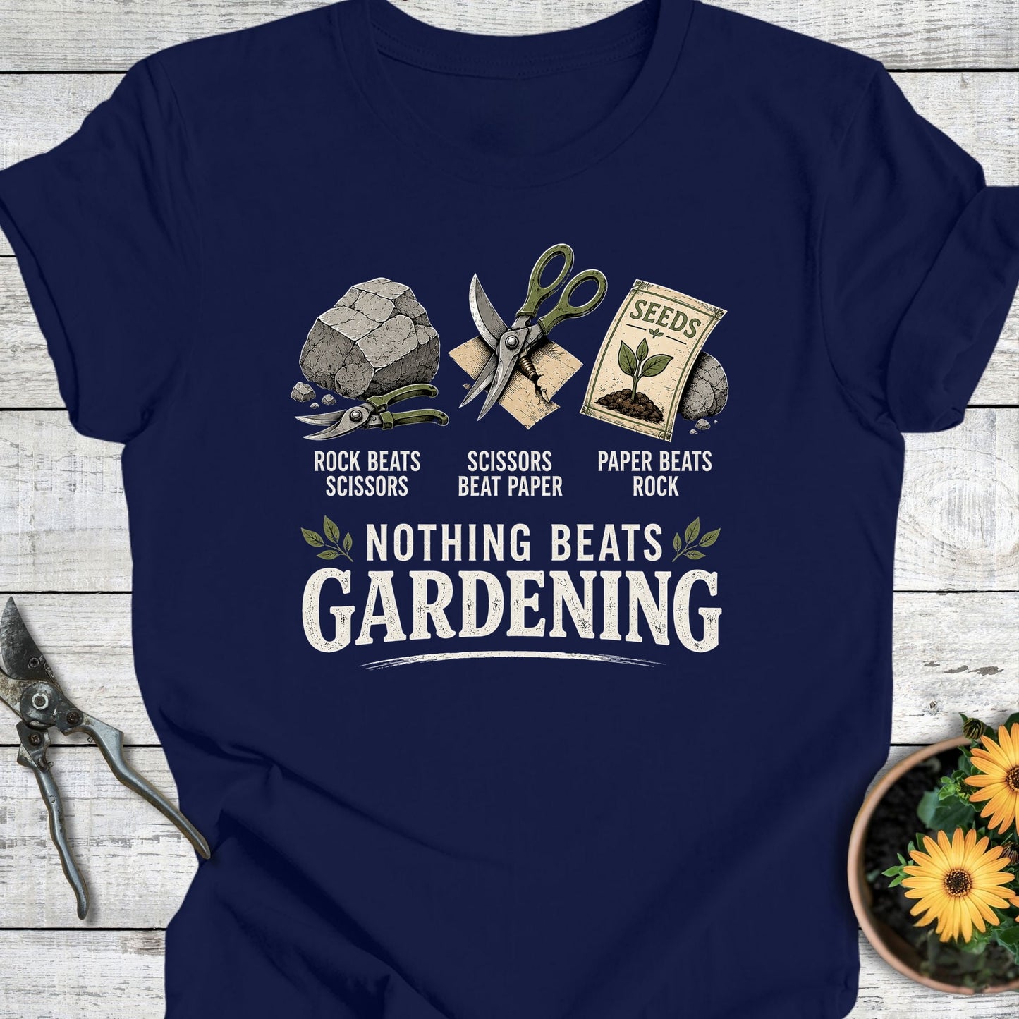 Printify T-Shirt Navy / S Nothing Beats Gardening T-Shirt
