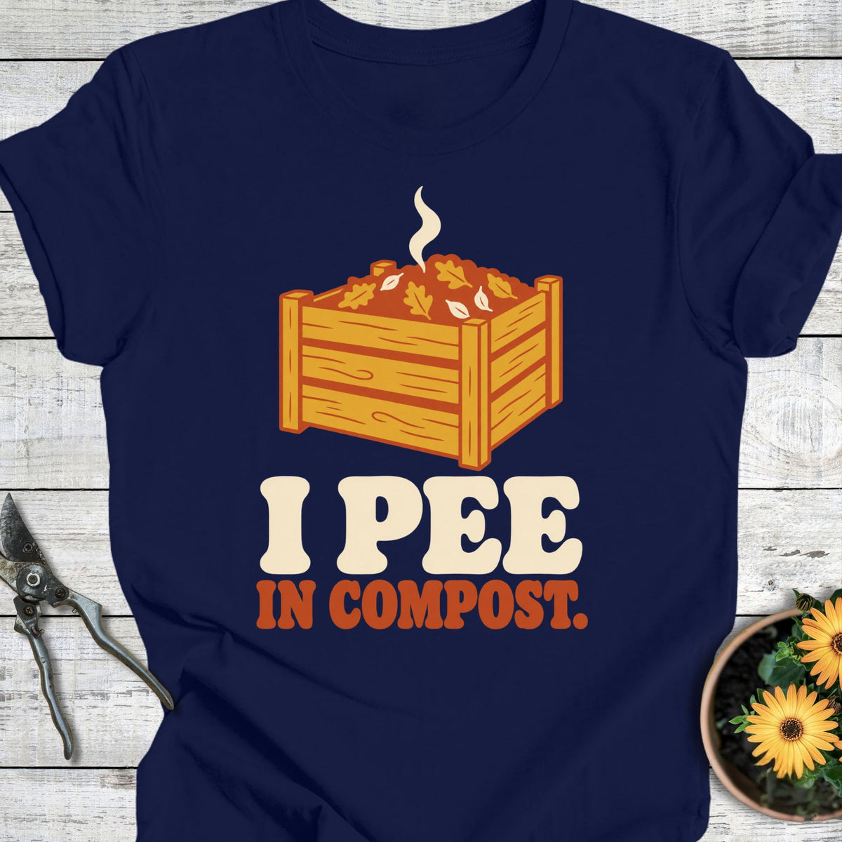 Printify T-Shirt Navy / S Pee in Compost T-Shirt