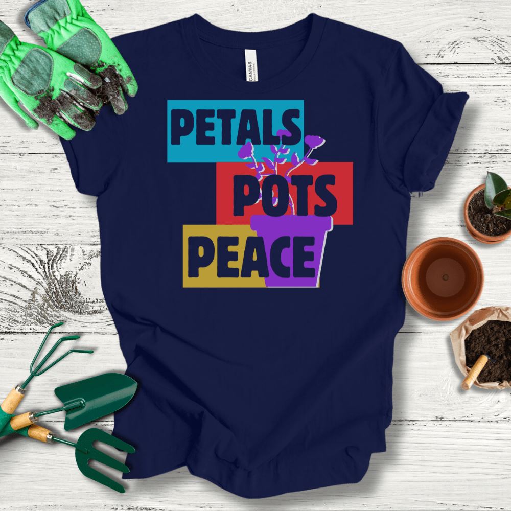 Printify T-Shirt Navy / S Petals Pots and Peace