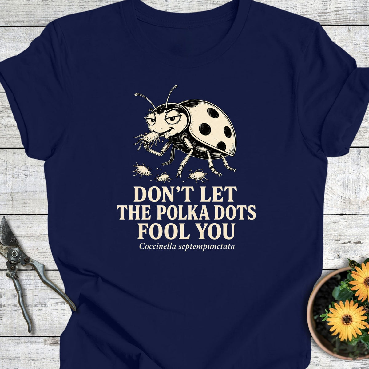 Printify T-Shirt Navy / S Polka Dots T-Shirt