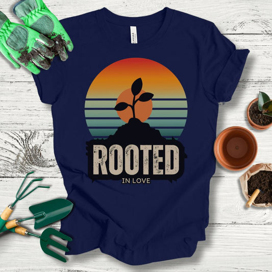 Printify T-Shirt Navy / S Rooted In Love