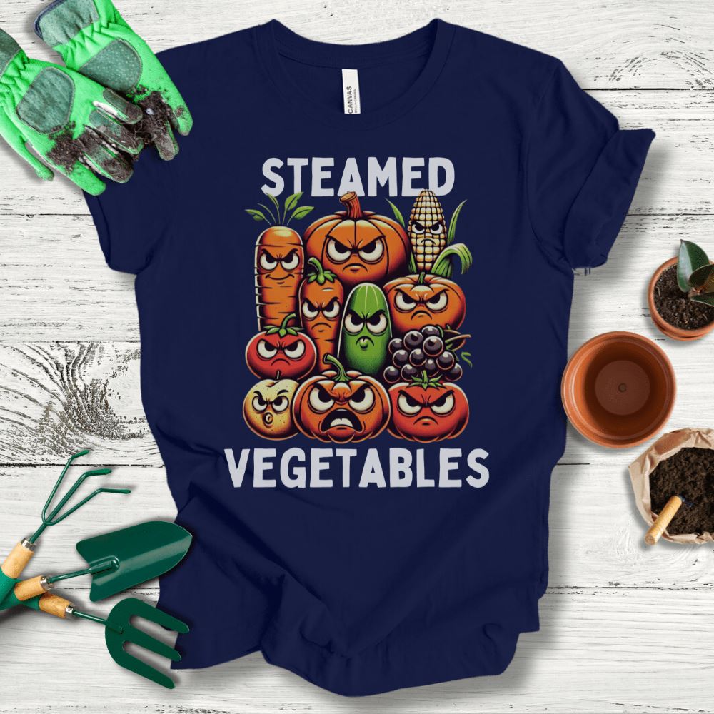 Printify T-Shirt Navy / S Steamed Vegetables