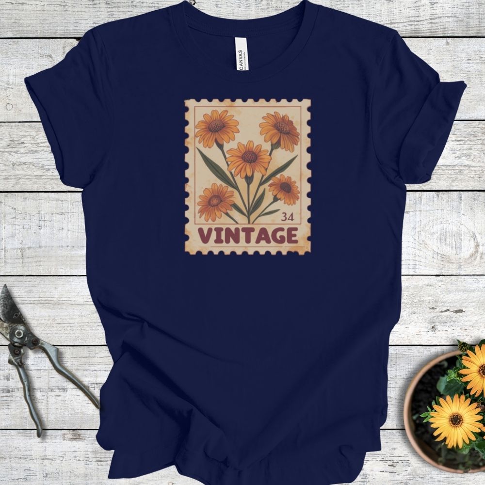 Printify T-Shirt Navy / S Vintage Wildflower