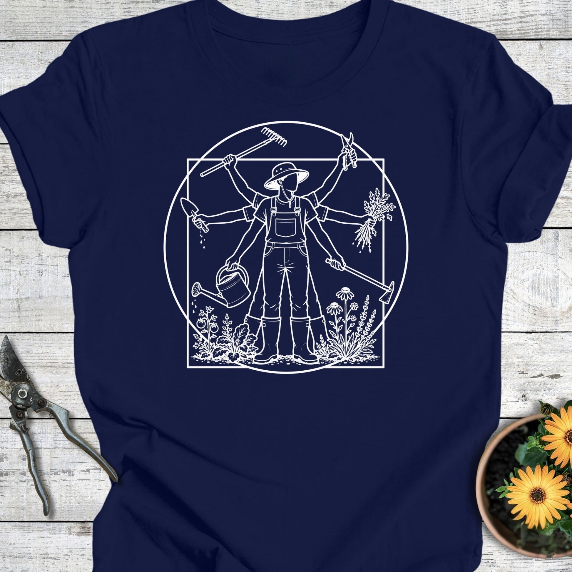 Printify T-Shirt Navy / S Vitruvian Gardener Male T-Shirt