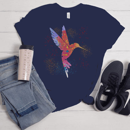 Printify T-Shirt Navy / S Watercolor Hummingbird T-shirt