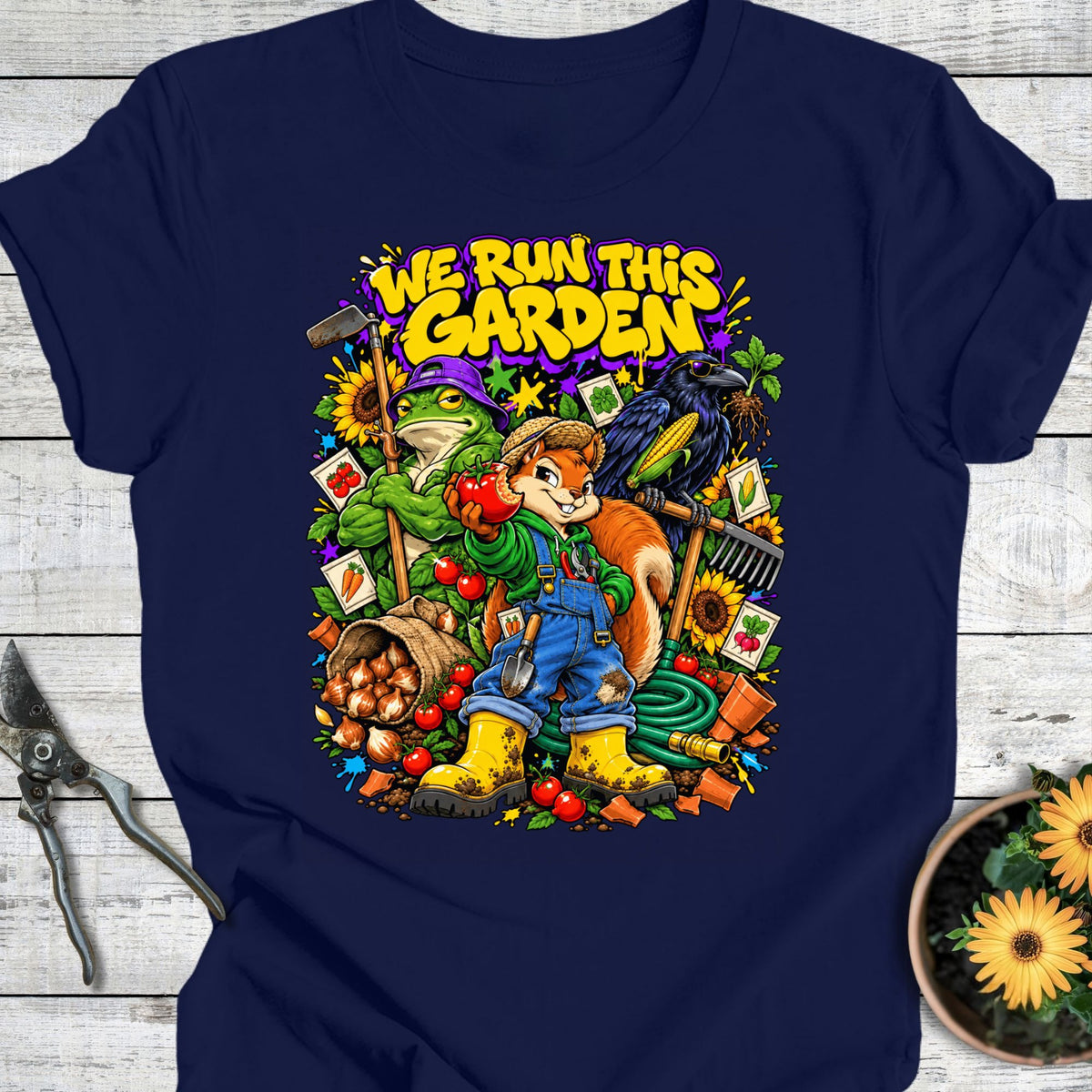 Printify T-Shirt Navy / S We Run This T-Shirt
