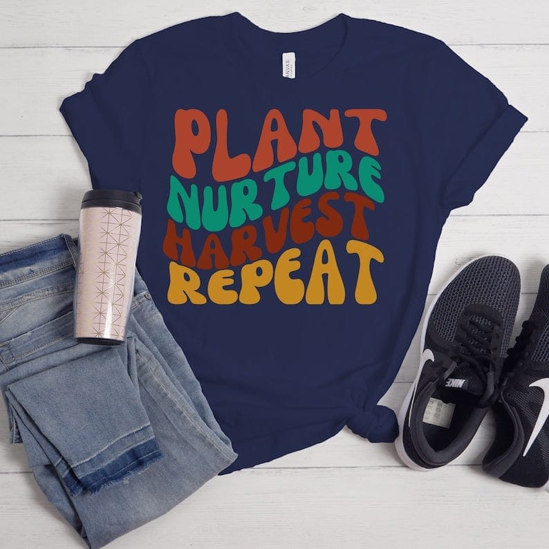 Printify T-Shirt Navy / XS Plant Harvest Nurture Repeat Unisex Jersey Short Sleeve Tee