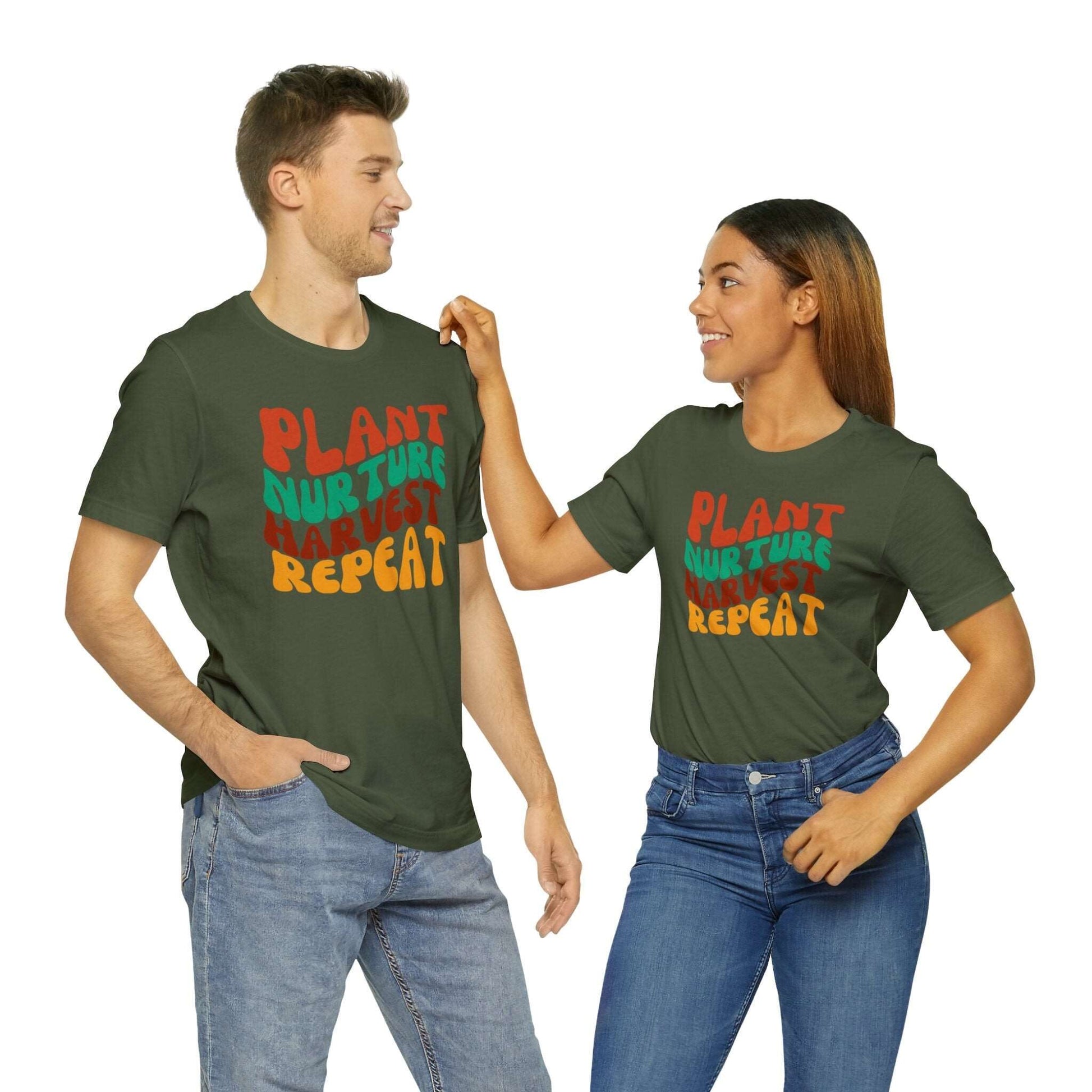 Printify T-Shirt Plant Harvest Nurture Repeat Unisex Jersey Short Sleeve Tee