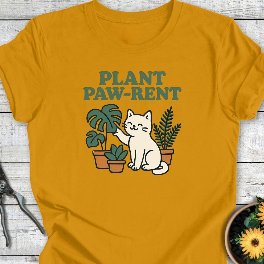Printify T-Shirt Plant Paw Rent (Cat Edition)