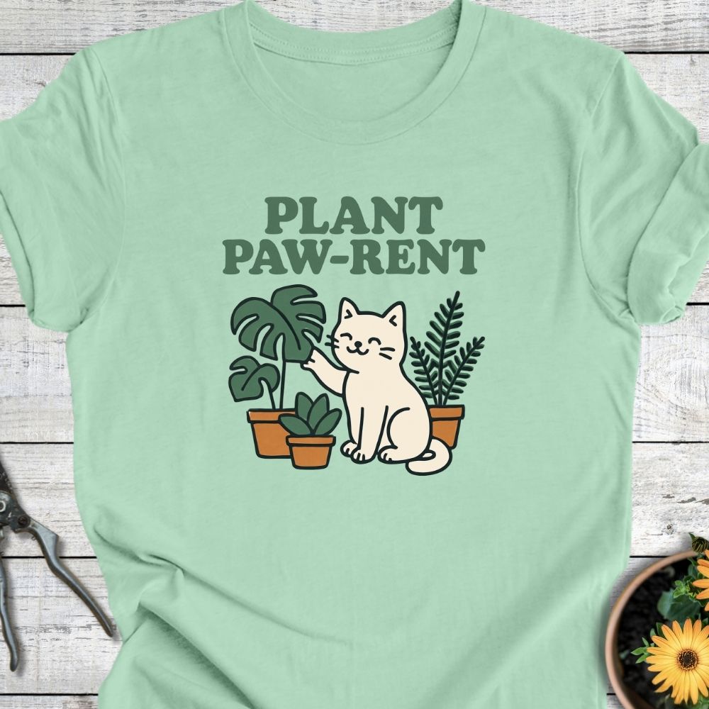 Printify T-Shirt Plant Paw Rent (Cat Edition)