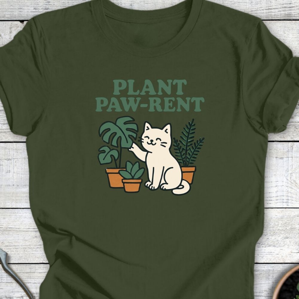 Printify T-Shirt Plant Paw Rent (Cat Edition)