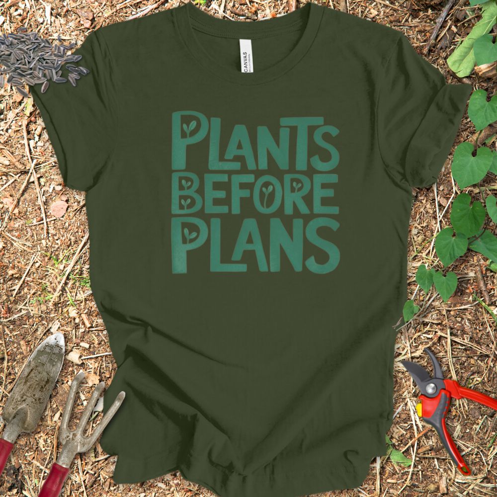 Printify T-Shirt Plants Before Plans