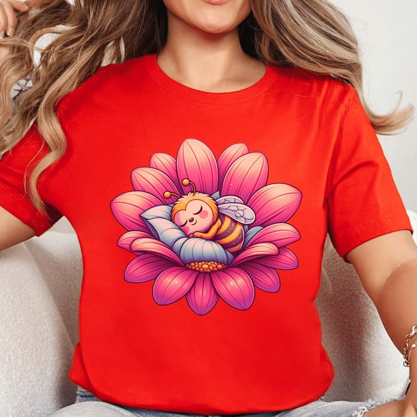 Printify T-Shirt Red / S Dreamy Bee T-Shirt