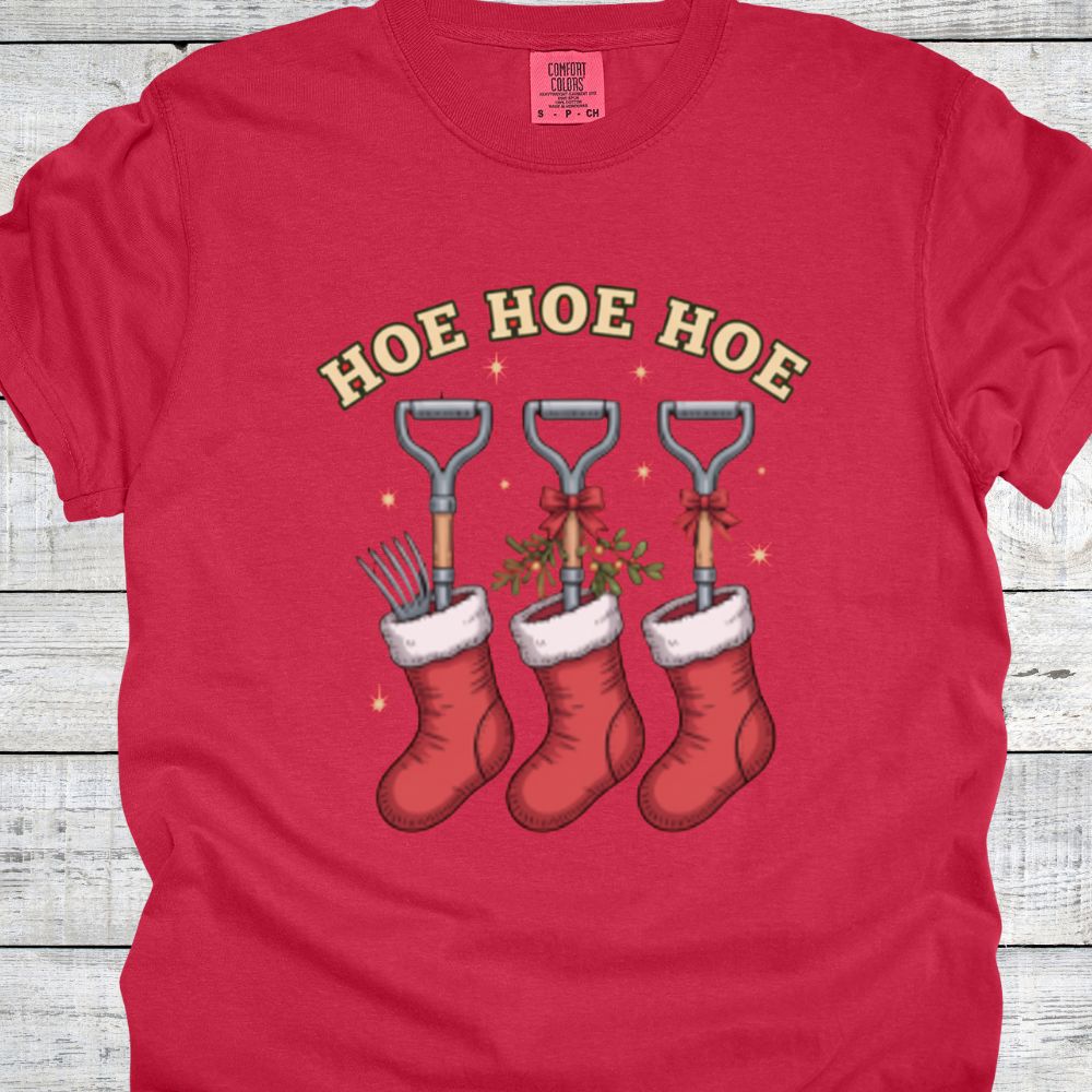 Printify T-Shirt Red / S Hoe Hoe Hoe Stockings T-Shirt