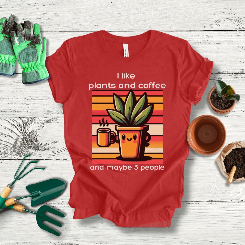 Printify T-Shirt Red / S I Like Plants and Coffee T-Shirt