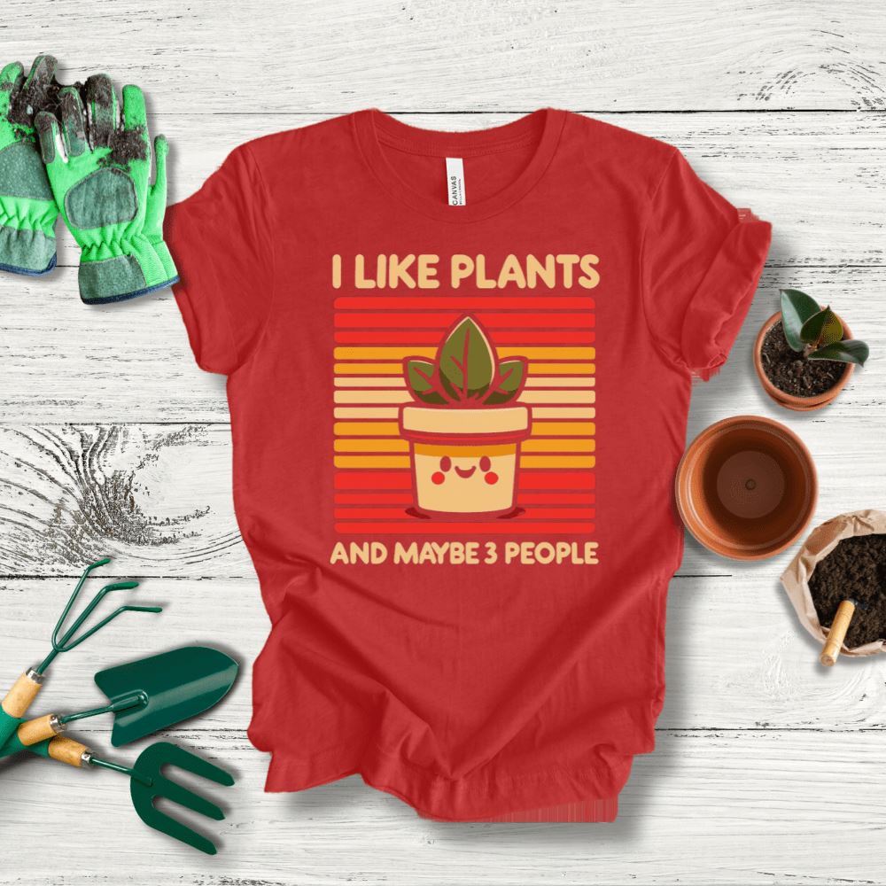 Printify T-Shirt Red / S I Like Plants T-Shirt