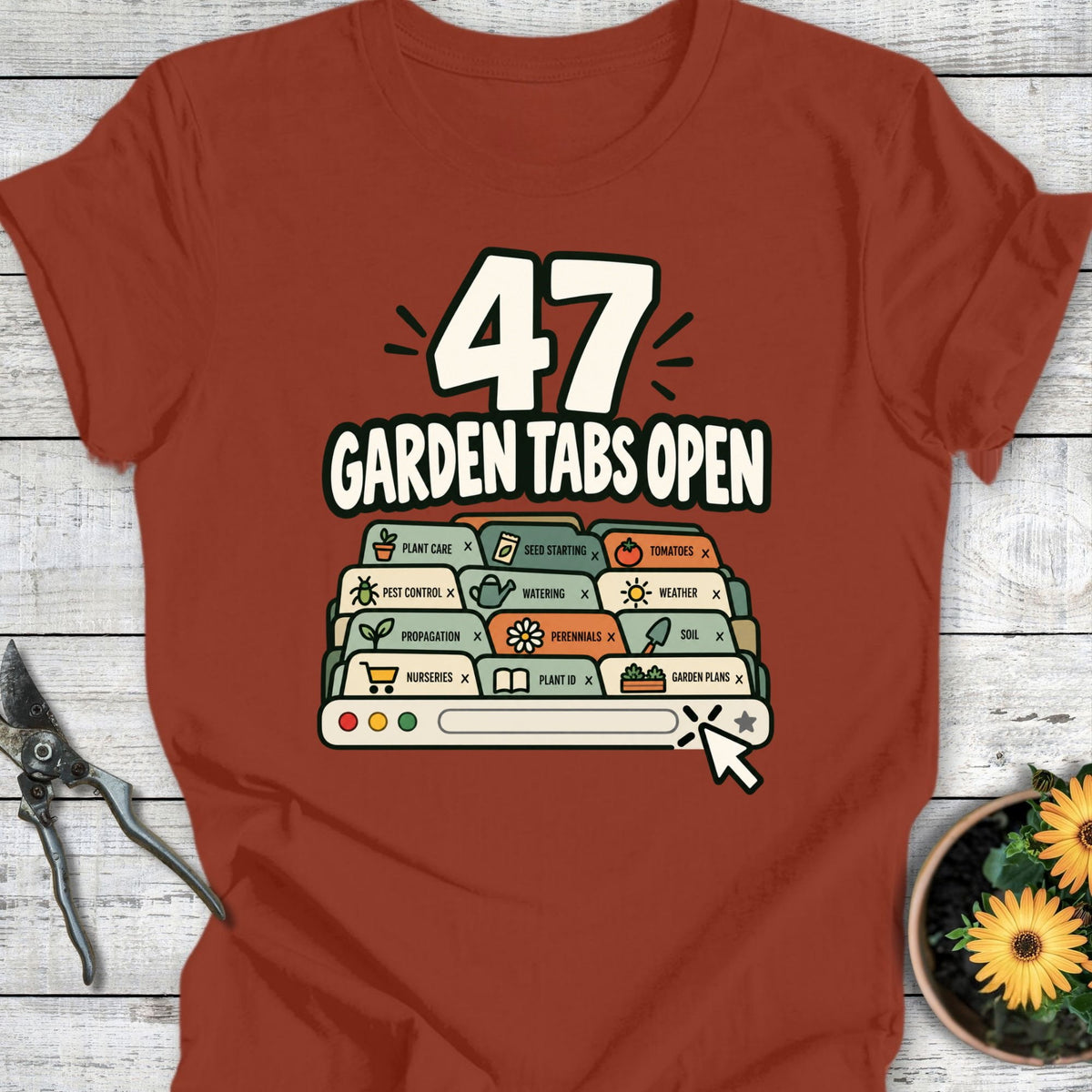 Printify T-Shirt Rust / S Garden Tabs T-Shirt