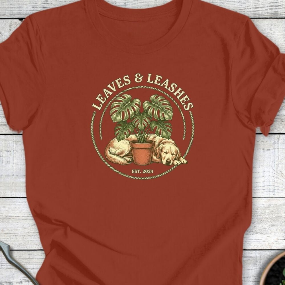Printify T-Shirt Rust / S Leaves and Leashes T-Shirt