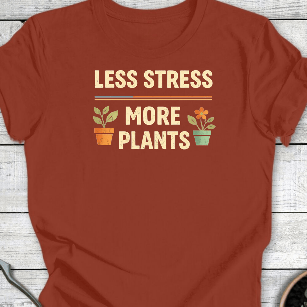 Printify T-Shirt Rust / S Less Stress T-Shirt