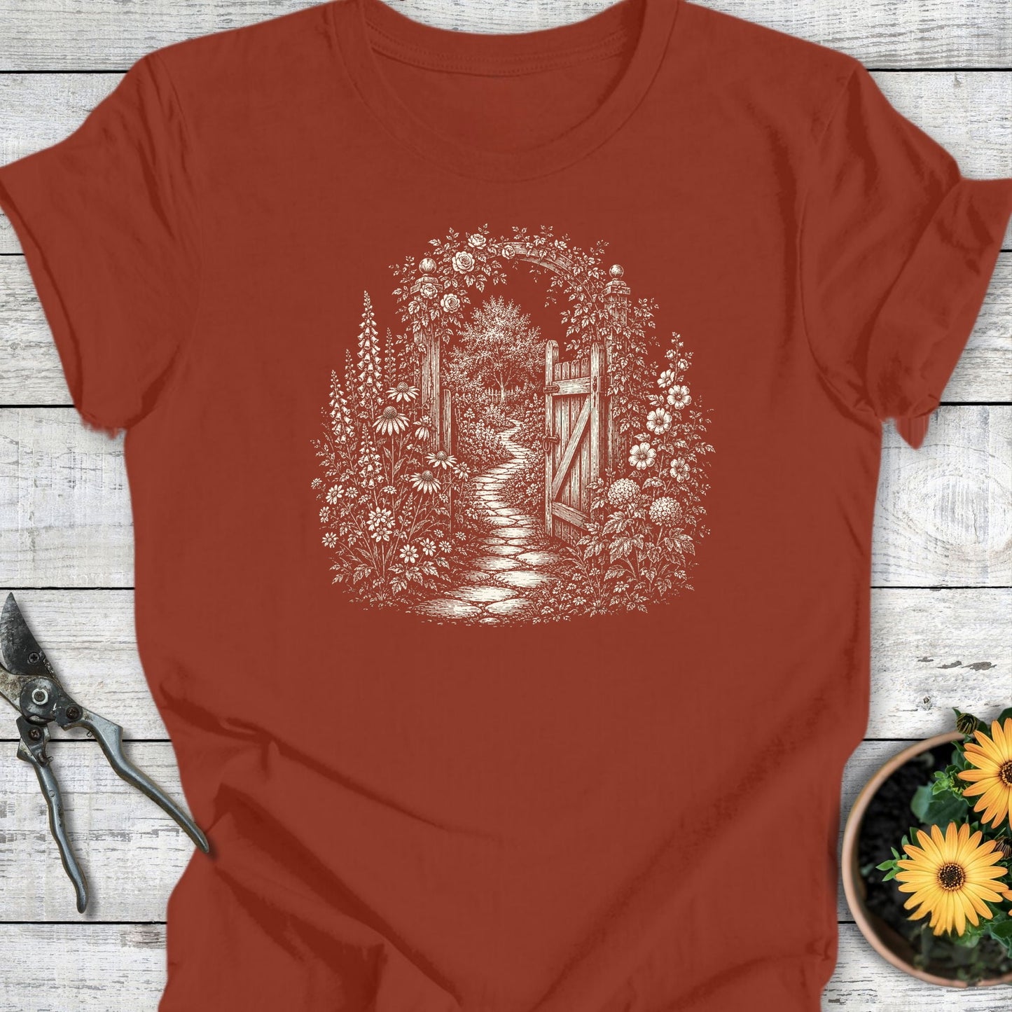 Printify T-Shirt Rust / S The Garden Gate T-Shirt