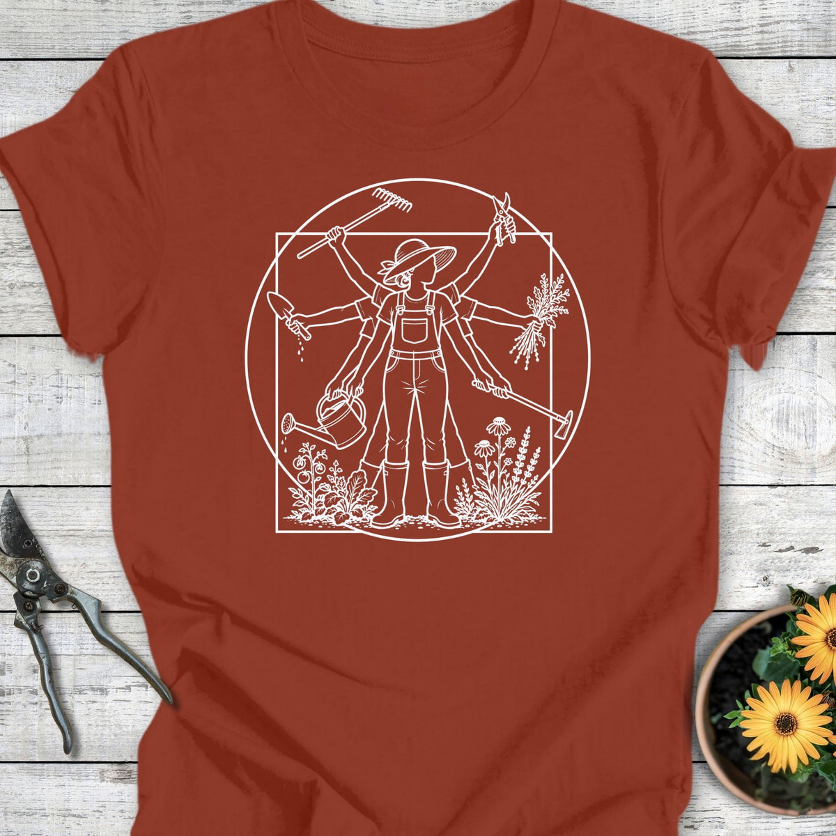 Printify T-Shirt Rust / S Vitruvian Gardener Female T-Shirt