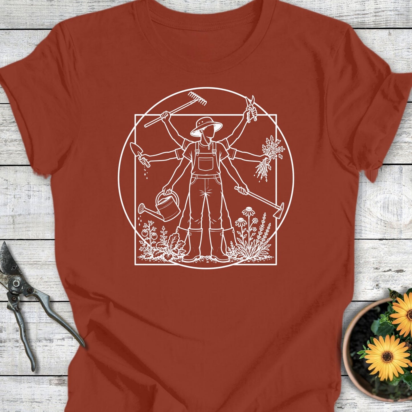 Printify T-Shirt Rust / S Vitruvian Gardener Male T-Shirt