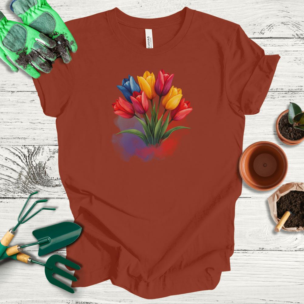 Printify T-Shirt Rust / S Watercolor Tulips