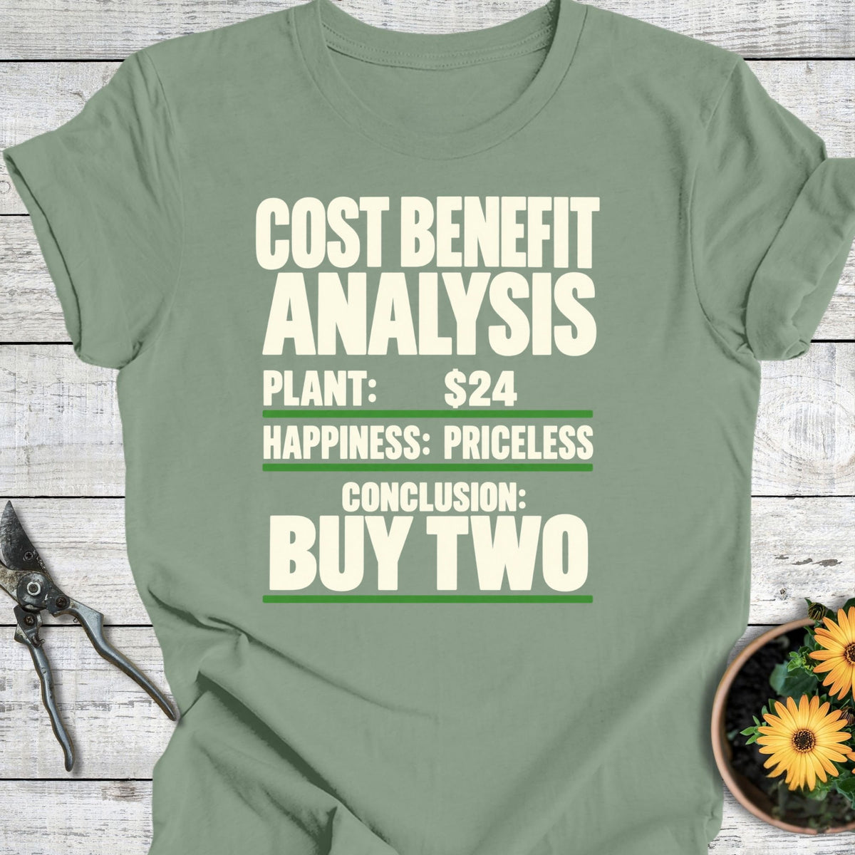 Printify T-Shirt Sage / S Cost Benefit T-Shirt