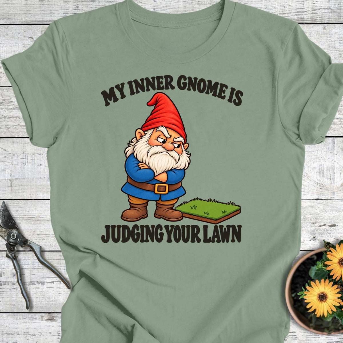 Printify T-Shirt Sage / S Judgy Gnome T-Shirt