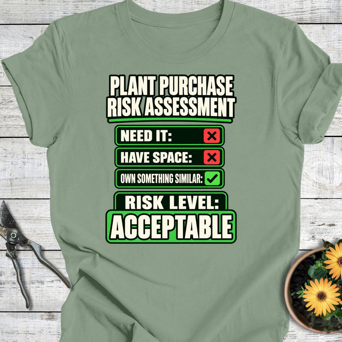 Printify T-Shirt Sage / S Risk Assessment T-Shirt
