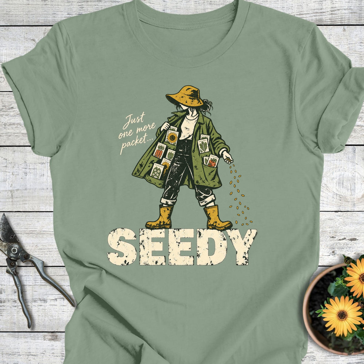 Printify T-Shirt Sage / S Seedy T-Shirt
