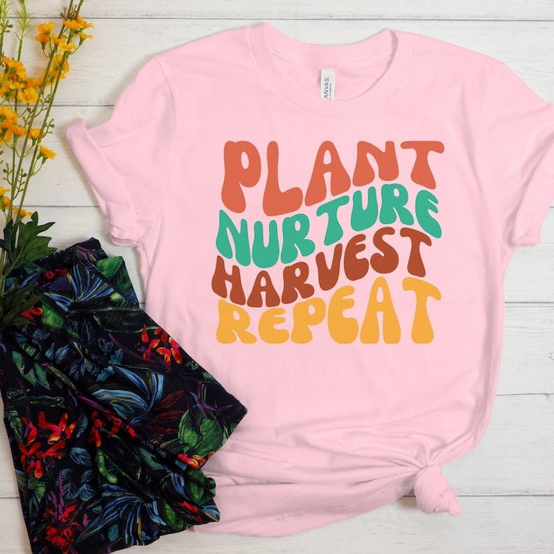 Printify T-Shirt Soft Pink / XS Plant Harvest Nurture Repeat Unisex Jersey Short Sleeve Tee