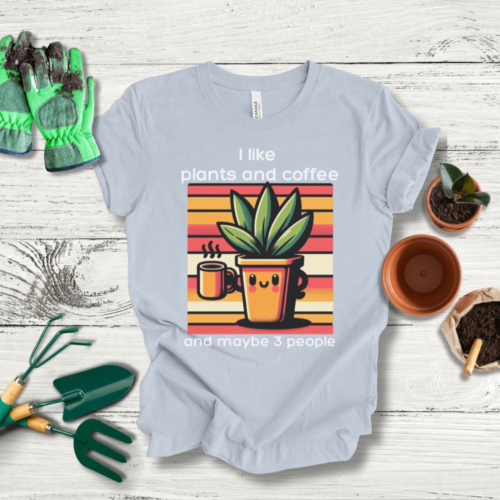 Printify T-Shirt Solid Athletic Grey / S I Like Plants and Coffee T-Shirt