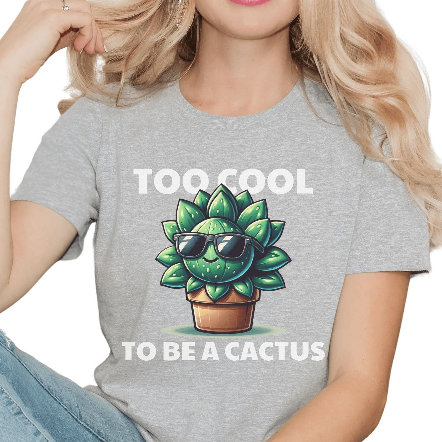 Printify T-Shirt Solid Athletic Grey / S Too Cool To Be A Cactus T-Shirt