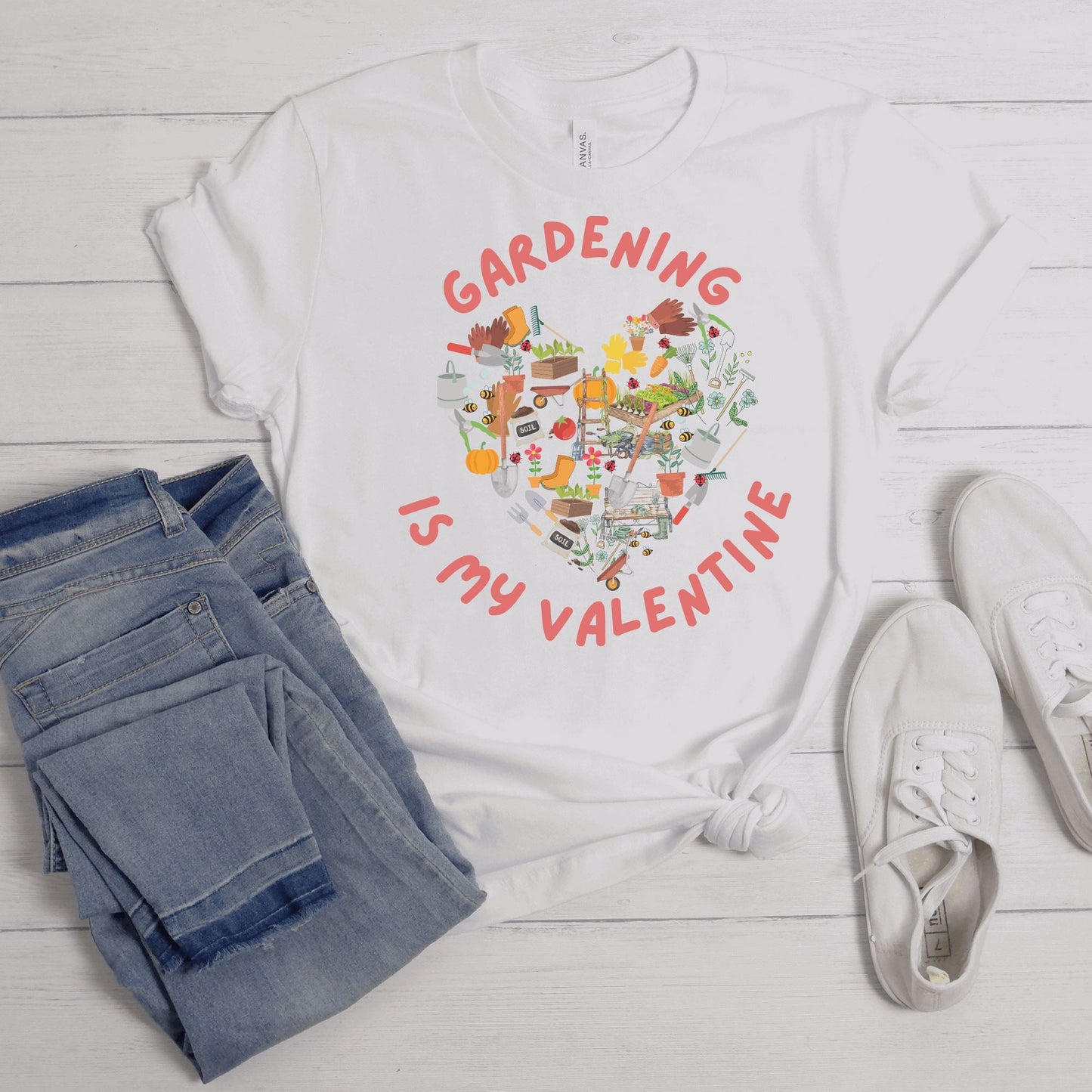 Printify T-Shirt Solid White Blend / S Gardening is my Valentine T-Shirt